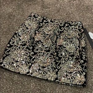 🎁Flower embroidered sequin mini skirt